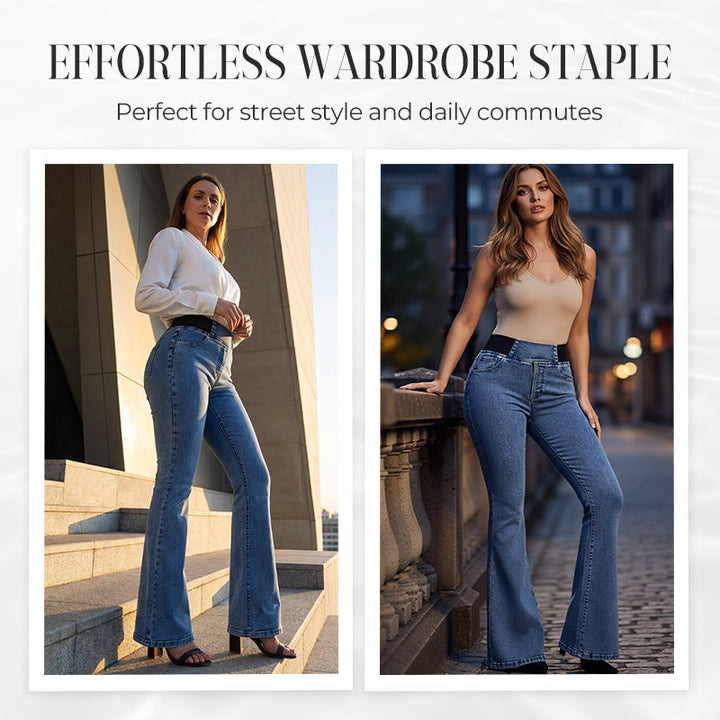 Damenjeans für Damen mit hohem Bund und dehnbaren Beinen