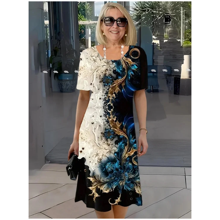 Helena | Zeitloses Florales Sommerkleid für Damen mit Rundhalsausschnitt