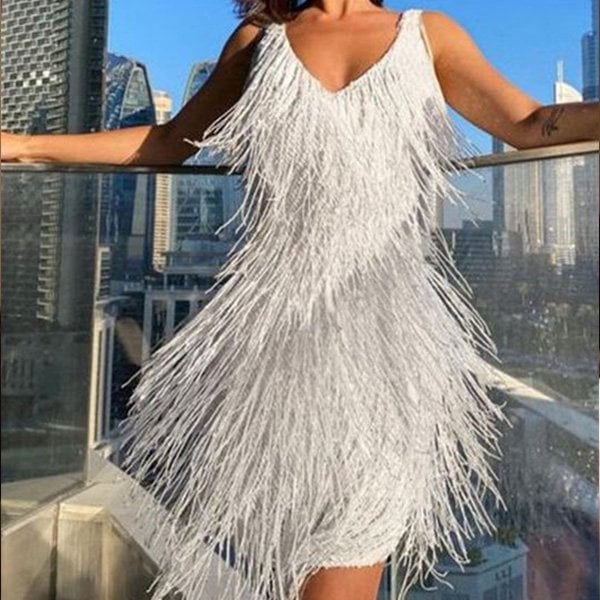 Schickes und verführerisches Fransen-Party-Minikleid für Damen