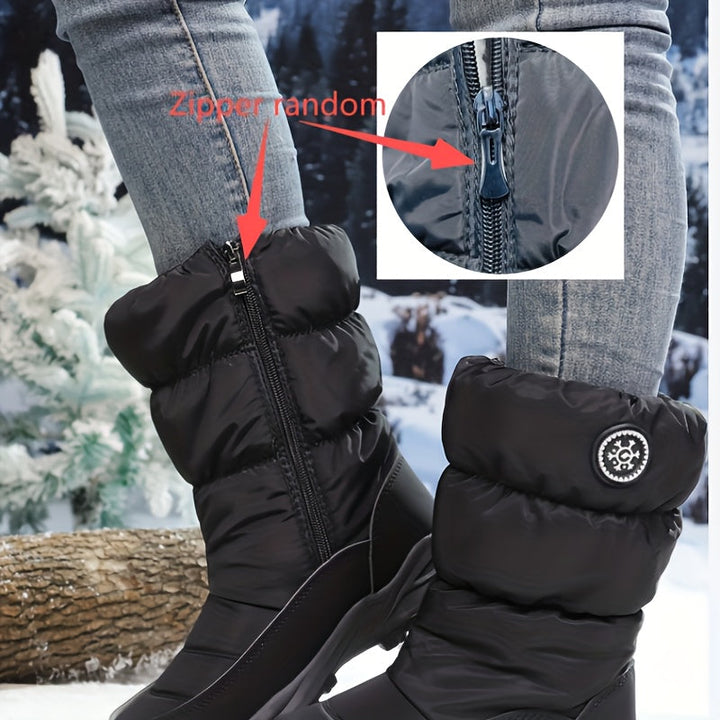 Premium Winterstiefel für Damen bis zur Wade mit flachem Absatz