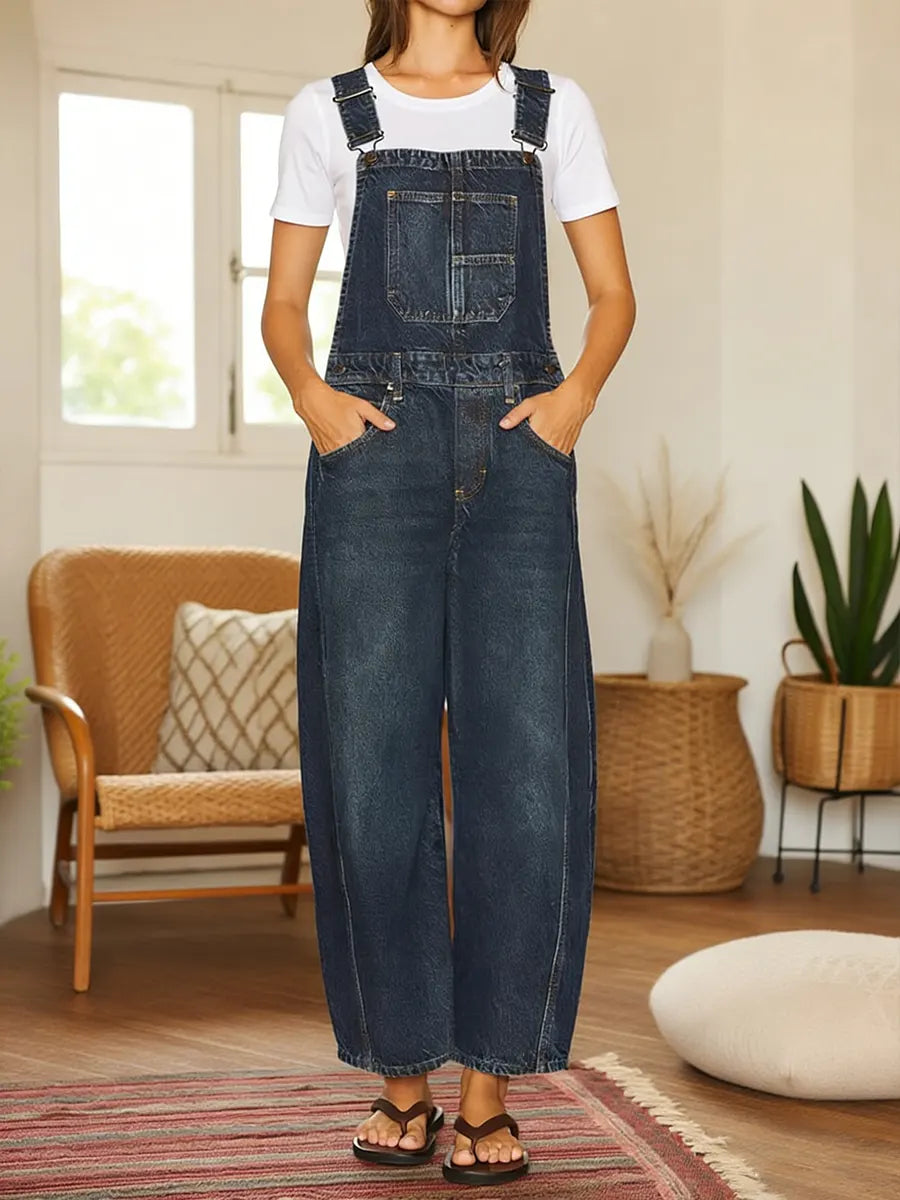 Nora | Denim Latzhose Jumpsuit für Damen mit Taschen