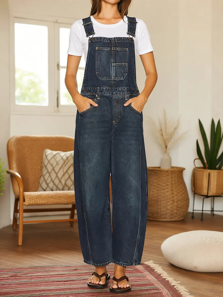 Nora | Denim Latzhose Jumpsuit für Damen mit Taschen
