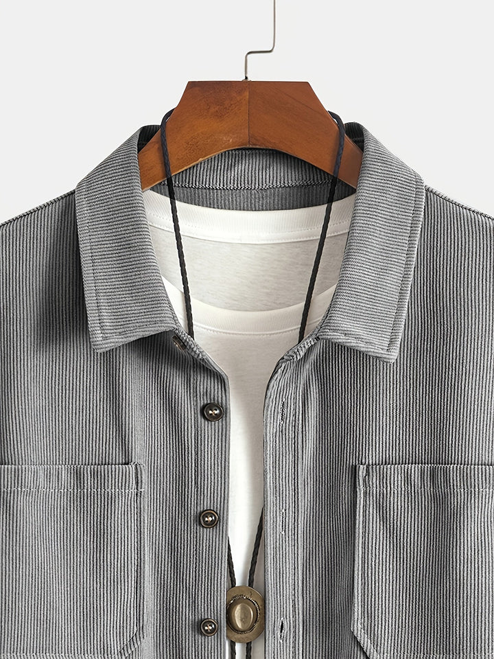 Lukas | Herren Langarm-Overshirt mit Knöpfen und Taschen