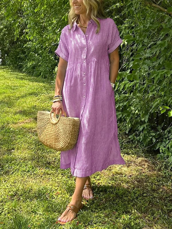Gwen | Gestreiftes Hemdkleid für Damen mit Streifen und langen Ärmeln