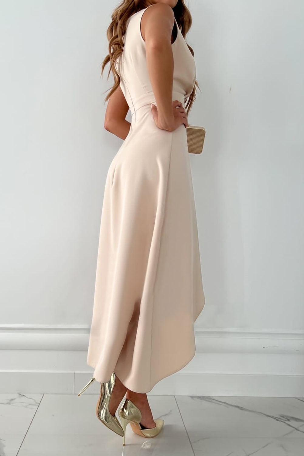 Lila | Schickes Wickel-V-Ausschnitt Midi-Kleid für Damen