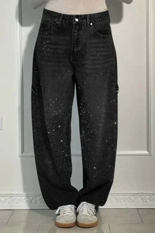 Violette | Hose für Damen mit hoher Taille und weiten Beinen und Knopftaschen