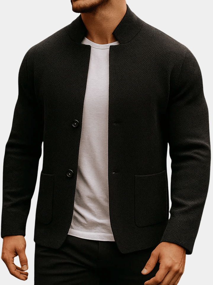 Laurent Monaco | Herren Stricktextur Weste mit Mandarinkragen
