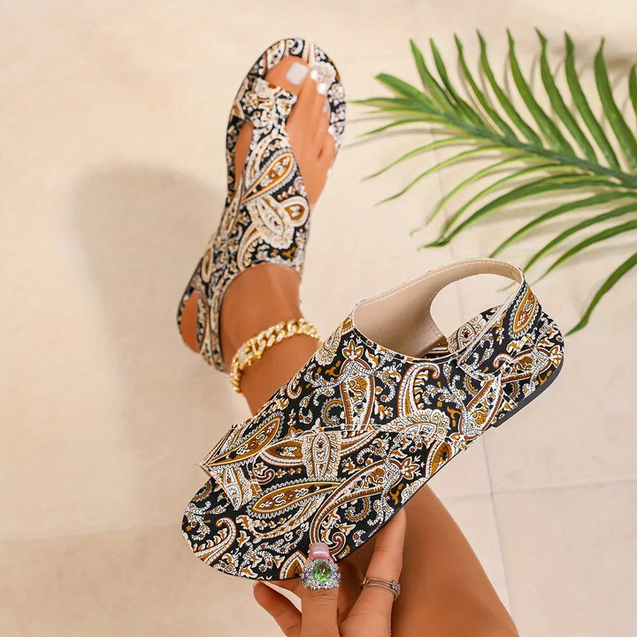 Rosa | Vintage Bohemian Sandalen für Damen mit flachem Absatz