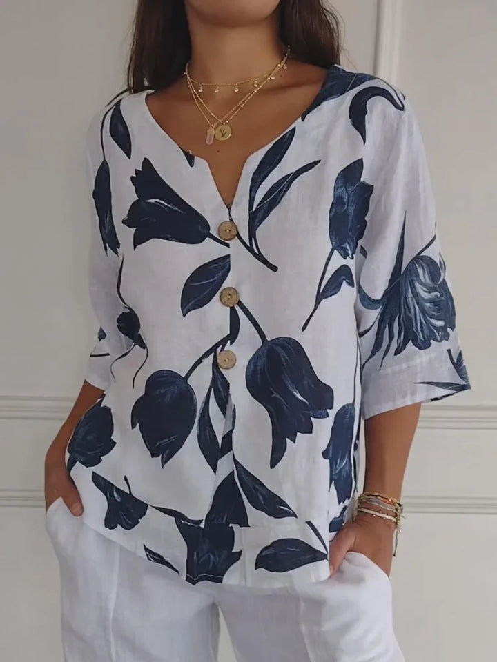 Sanne | Florale Button-Up Bluse