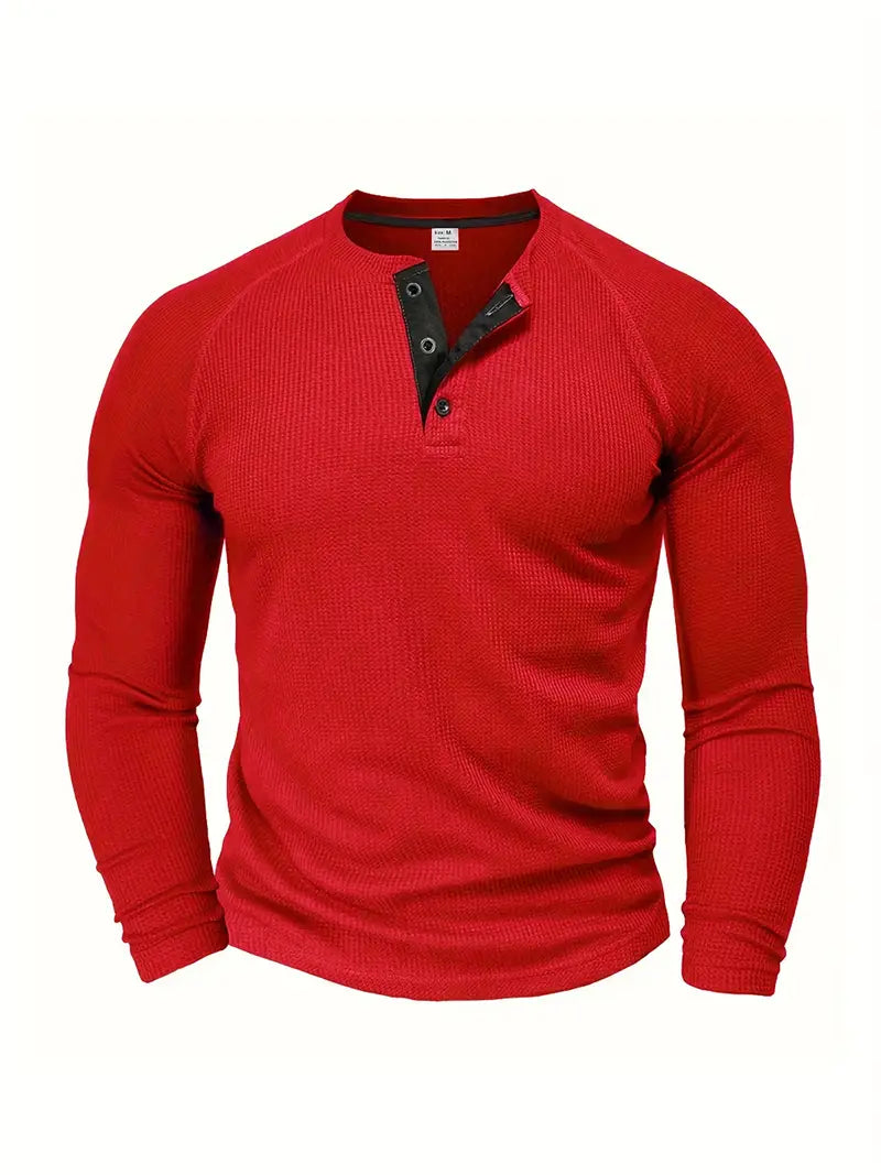 Chad | Herren Henley-Shirt mit Rundhalsausschnitt und langen Ärmeln