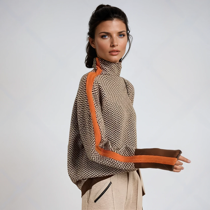 Clara | Gestreifter Rollkragenpullover für Damen mit langen Ärmeln und Streifen