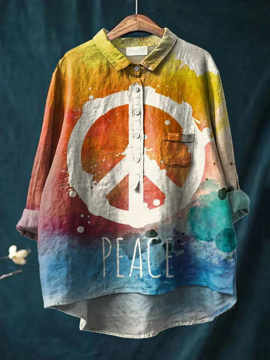 Hippie | Friedenskunst T-Shirt mit langen Ärmeln