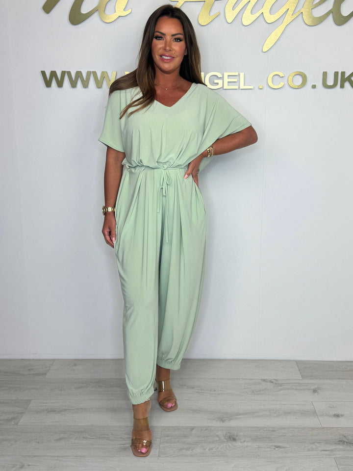 Cora | V-Ausschnitt Bindeträger Jumpsuit für Damen
