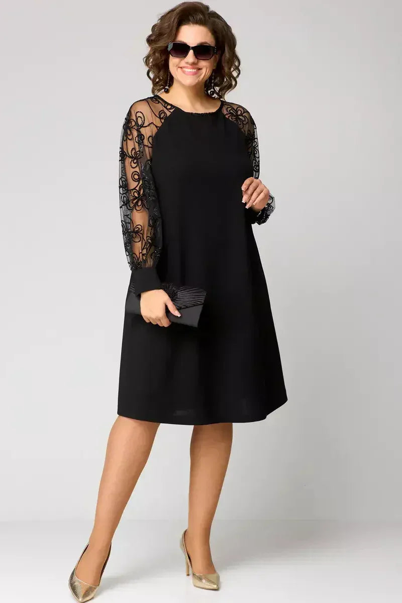 Barbora | Elegantes Kleid für Damen mit ärmeln und Rundhalsausschnitt