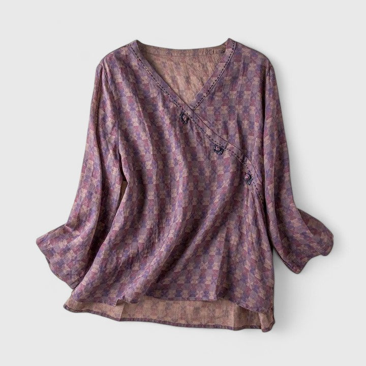 Solene | Bequeme Bluse für Damen mit Blumenmuster und V-Ausschnitt