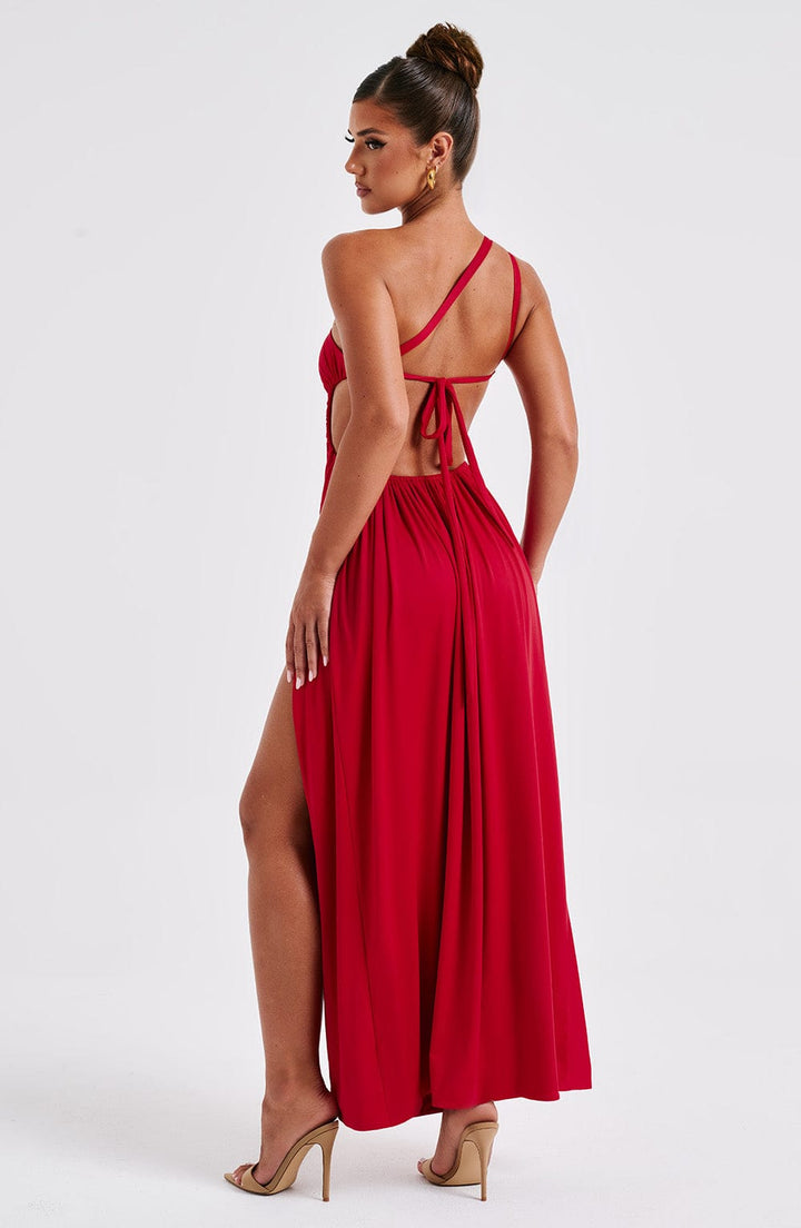 Alecia | Maxikleid für Damen mit asymmetrischem Ausschnitt