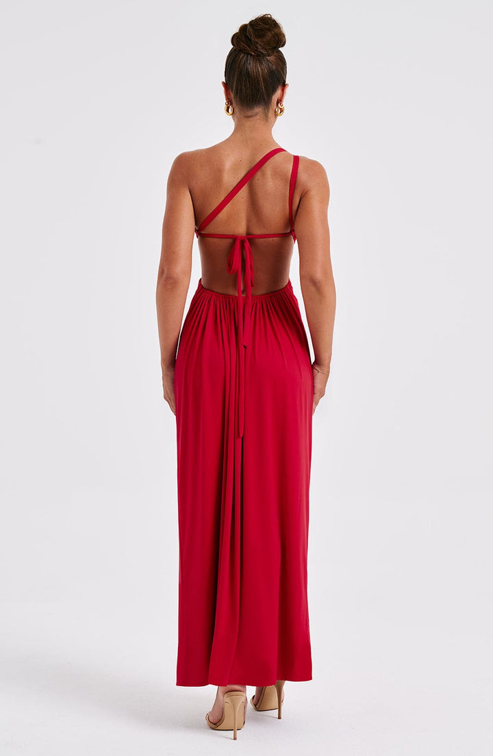 Alecia | Maxikleid für Damen mit asymmetrischem Ausschnitt