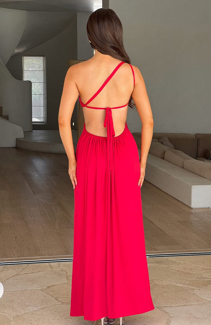 Alecia | Maxikleid für Damen mit asymmetrischem Ausschnitt