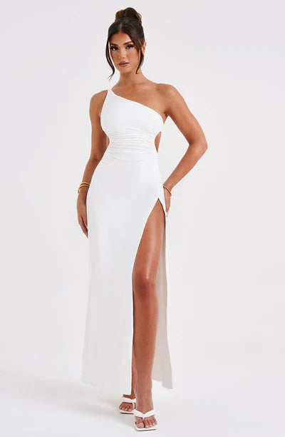 Alecia | Maxikleid für Damen mit asymmetrischem Ausschnitt