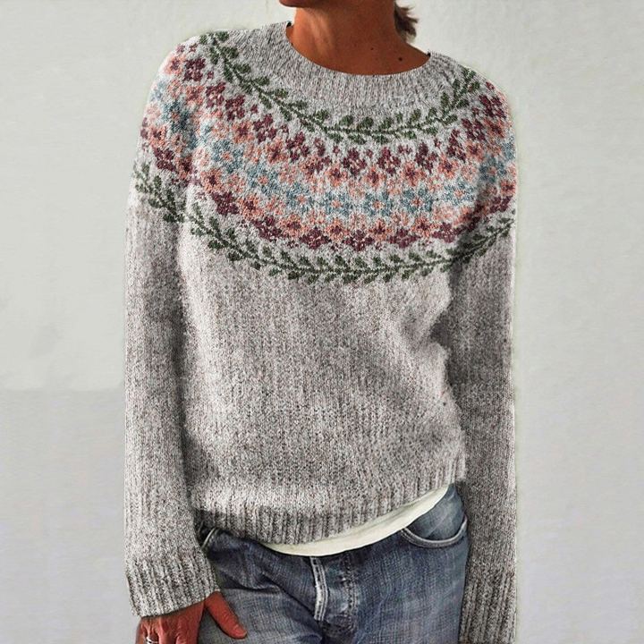 SILVIA | Retro-Pullover für Damen mit Rundhalsausschnitt und langen Ärmeln