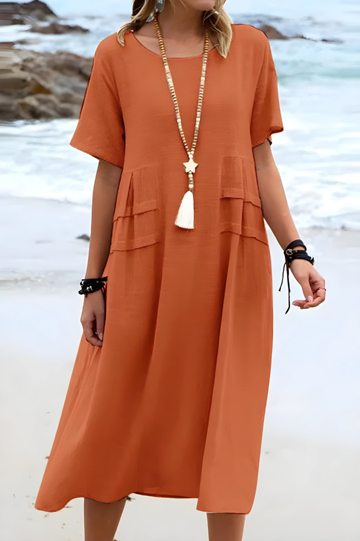 TAYLOR | Bequemes Kleid mit Bauchbedeckung und Rundhalsausschnitt