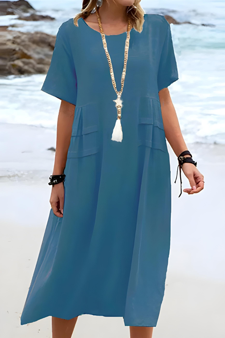 TAYLOR | Bequemes Kleid mit Bauchbedeckung und Rundhalsausschnitt
