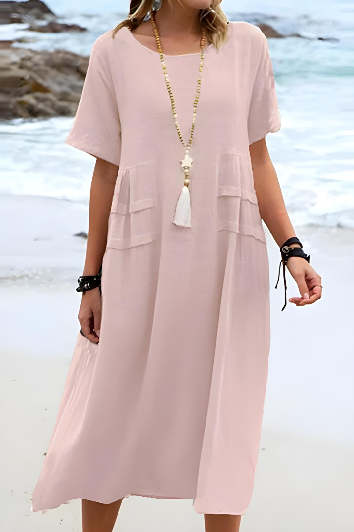 TAYLOR | Bequemes Kleid mit Bauchbedeckung und Rundhalsausschnitt
