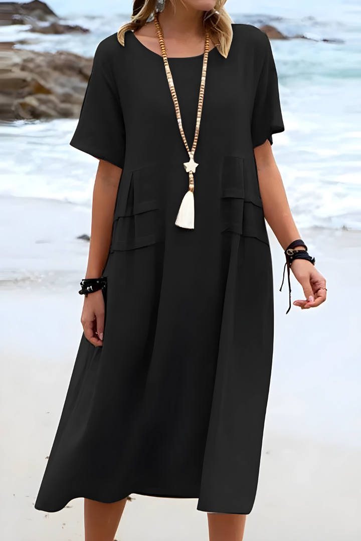 TAYLOR | Bequemes Kleid mit Bauchbedeckung und Rundhalsausschnitt