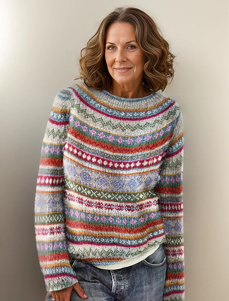 Fraja | Kuscheliger, modischer Pullover in kontrastierenden Farben für Damen