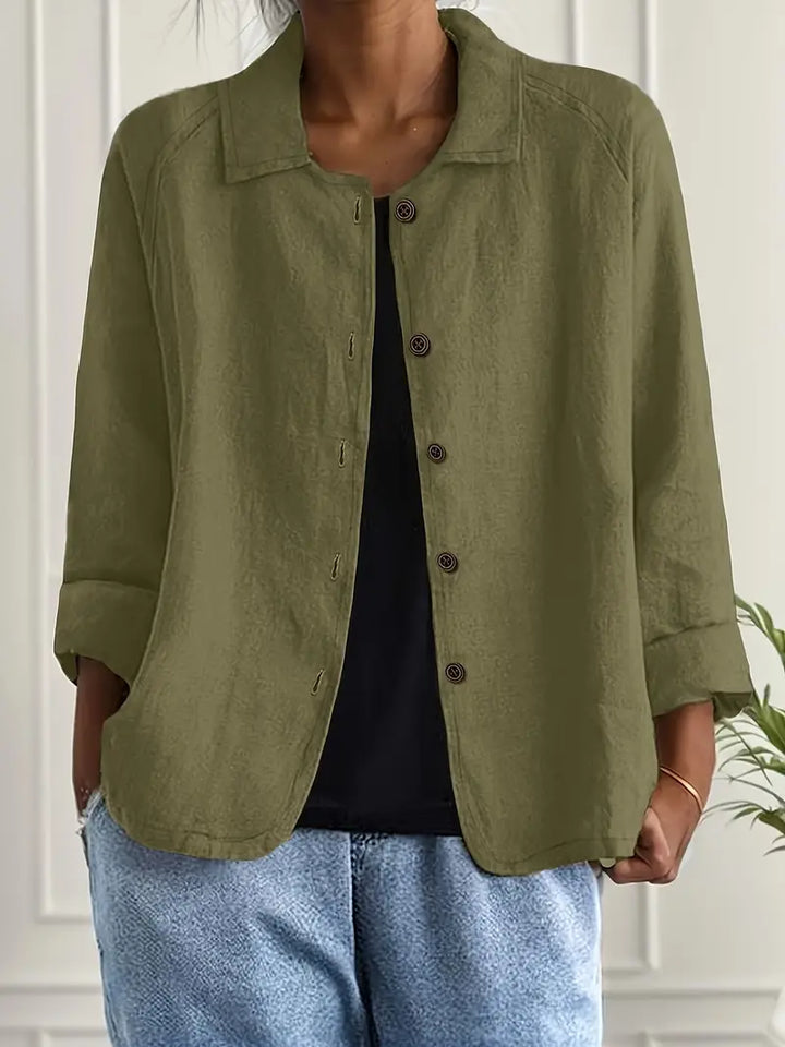 Marilla | Klassischer leichter Hemd-Cardigan für Damen mit 3/4-Ärmeln