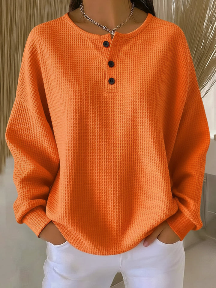 Anne | Gemütliches Sweatshirt für Damen mit Waffelstrick und Kragen