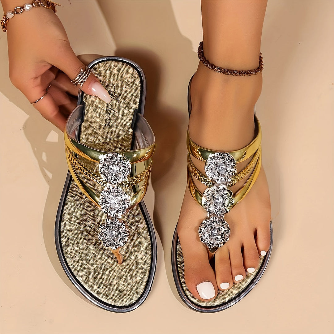 Erich | Schicke Glam Sandalen für Damen mit flachem Absatz
