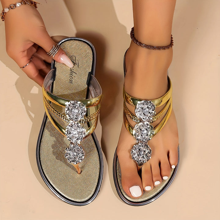 Erich | Schicke Glam Sandalen für Damen mit flachem Absatz