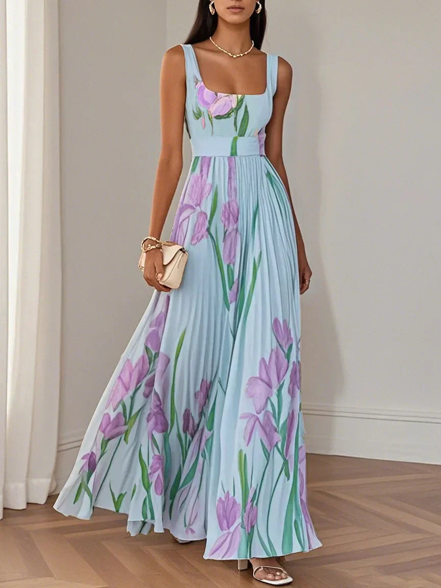 Mary | Elegantes Plissee-Maxikleid für Damen mit Blumenmuster