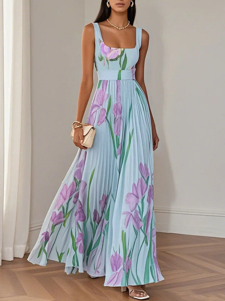 Mary | Elegantes Plissee-Maxikleid für Damen mit Blumenmuster