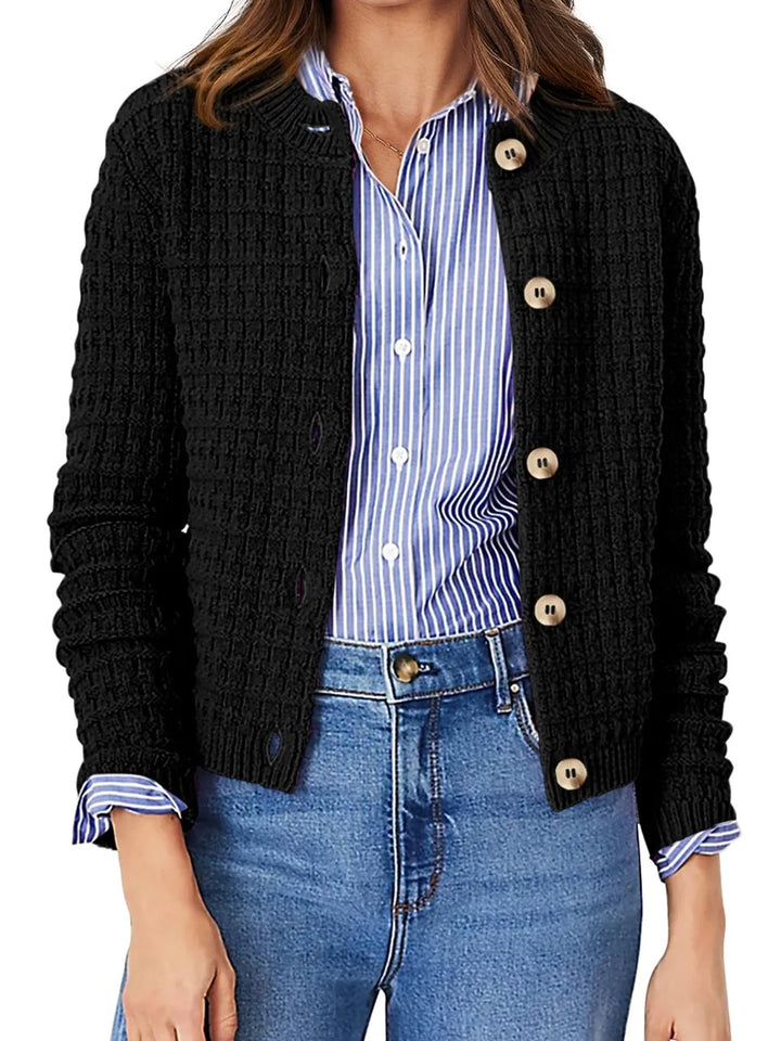 Harper | Strickjacke für Damen mit Knopfleiste und Rundhalsausschnitt