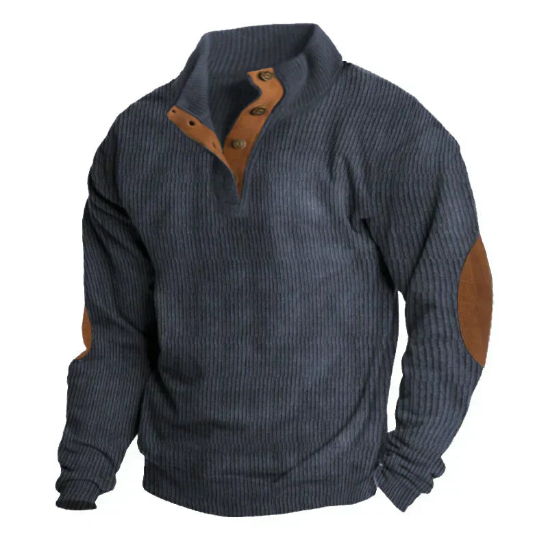 Stefano | Gerippter Knopf-Herrenpullover