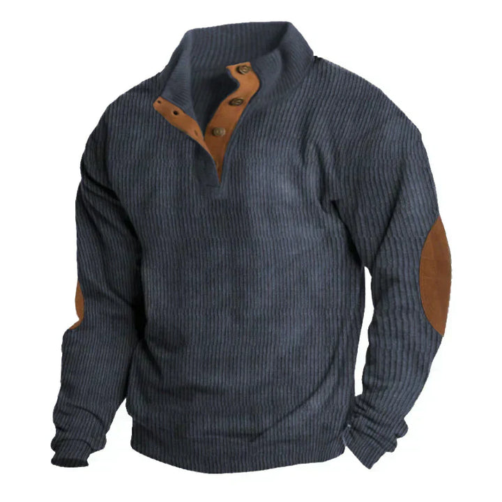 Stefano | Gerippter Knopf-Herrenpullover