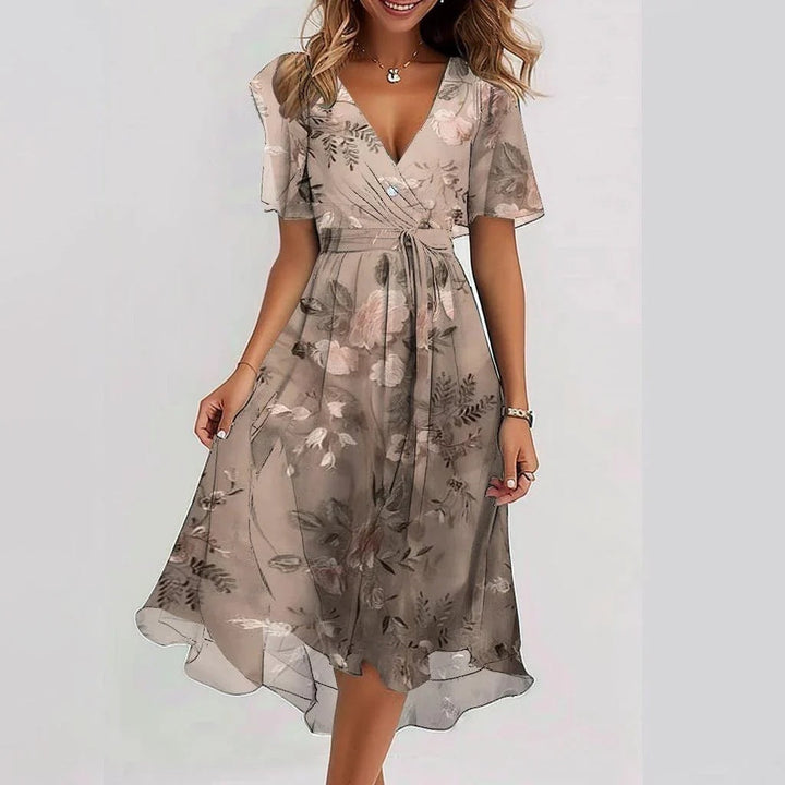 Eleonora | Elegantes Kurzärmeliges Kleid für Damen mit V-Ausschnitt