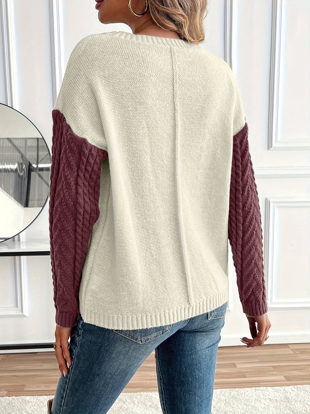 Mara | Damen Pullover mit Tasche und Rundhalsausschnitt