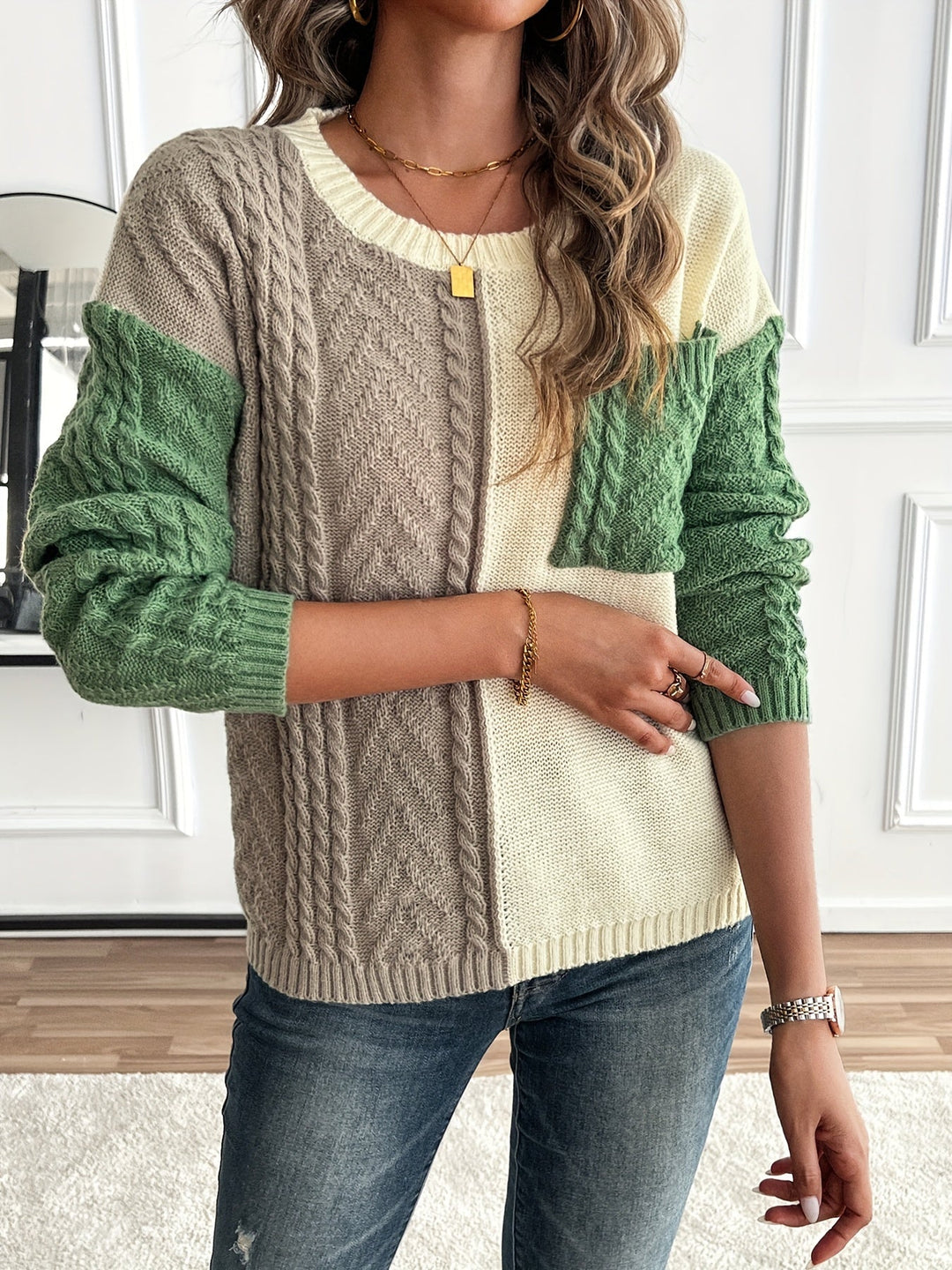 Mara | Damen Pullover mit Tasche und Rundhalsausschnitt