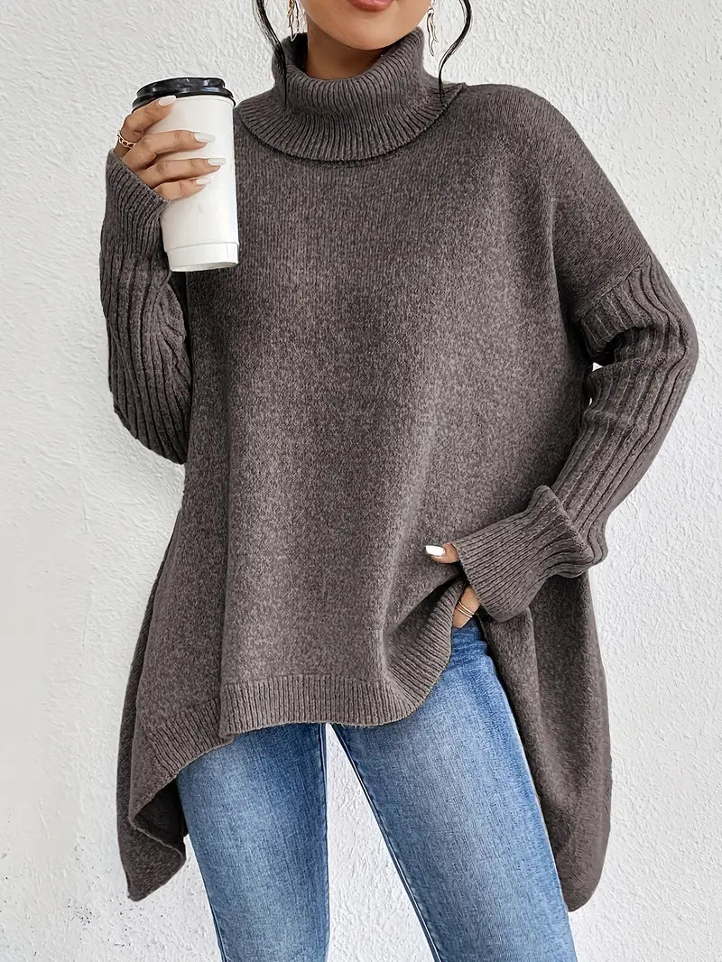 Bridgette | Bequemer langer Rollkragenpullover für Damen