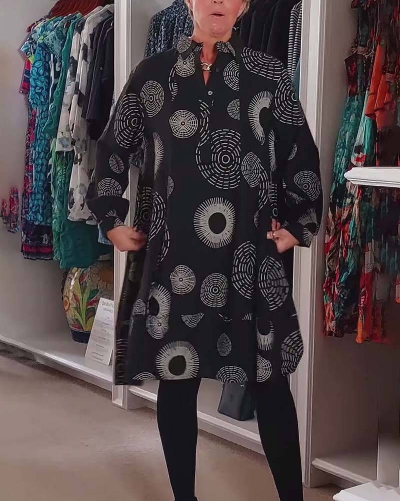 Marlene | Lässiges Midikleid für Damen mit geometrischem Druck