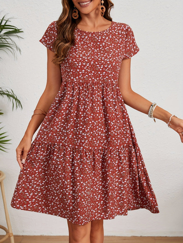 Valeria | Vintage-Abendkleid mit Blumenmuster und Rundhalsausschnitt