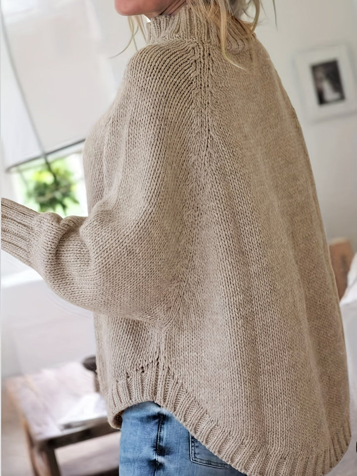 Heidi | Bequemer Vintage Kabelpullover für Damen mit Rollkragen und langen Ärmeln
