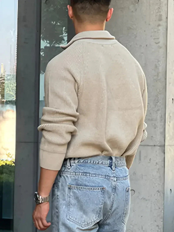 Brit und Boho | Ethan Klassischer Strick-Zipper mit langen Ärmeln