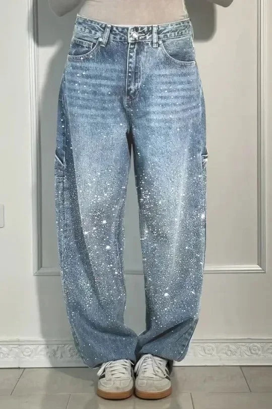 Violette | Hose für Damen mit hoher Taille und weiten Beinen und Knopftaschen