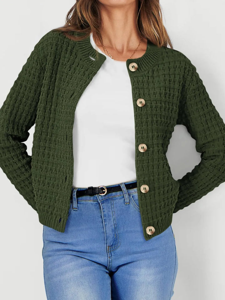 Harper | Strickjacke für Damen mit Knopfleiste und Rundhalsausschnitt