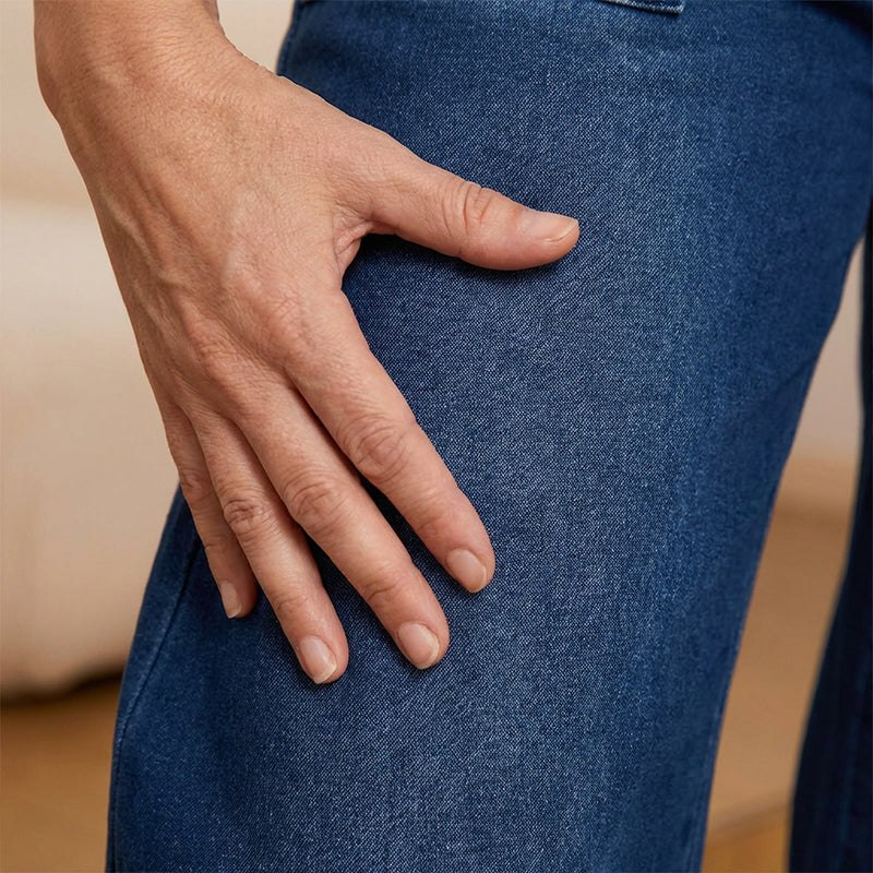 Verstellbare Kordelzug Taille Weite Bein Jeans für Damen