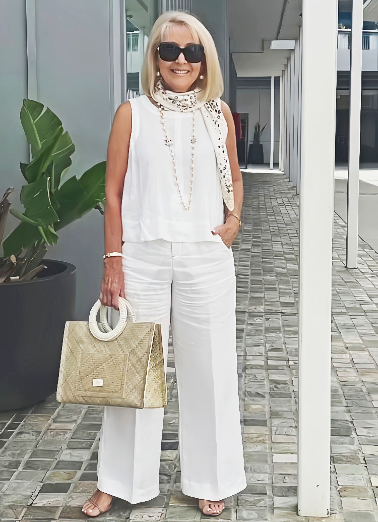 Cyrell | Lässiges Eleganz-Set für Damen mit Rundhalsausschnitt